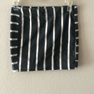Black & white striped denim skirt